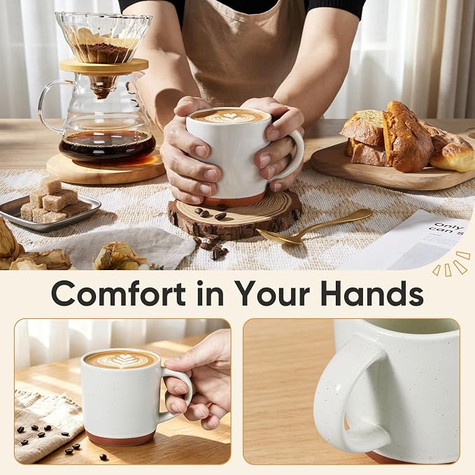 E-far Ceramic Coffee Mug Set of 6, 12oz Stoneware Coffee Cup - Image 6
