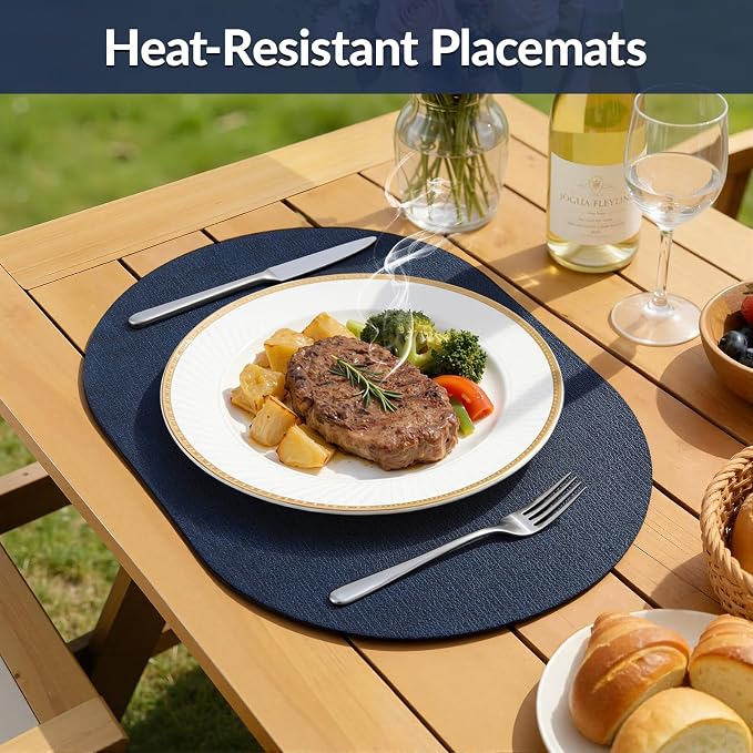Placemats Set of 8, 11.8 x 17 Inch, Waterproof Wipeable Reversible PU Placemat - Image 4