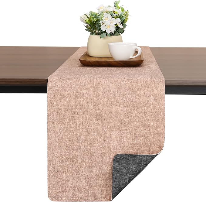 Table Runners 55 Inch Long, Dual-Sided Faux Leather Table Runner | Waterproof by Chitomars