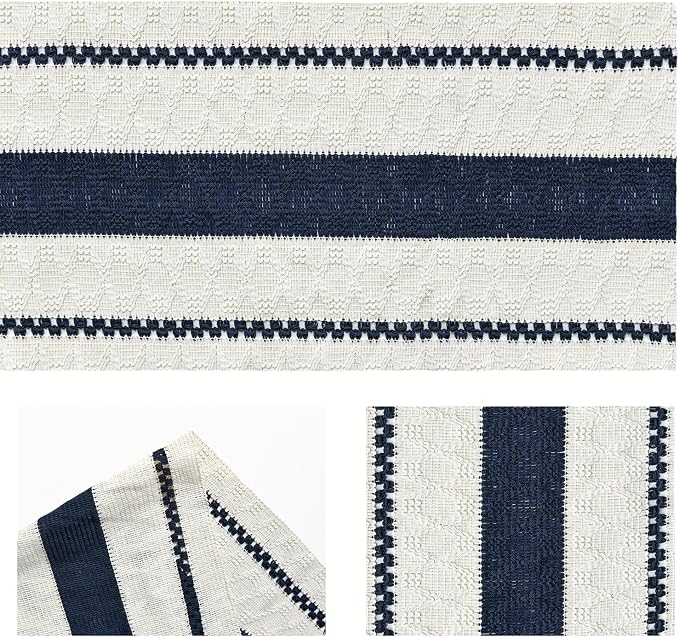 Artoid Mode Dark Blue Rustic Woven Table Runner 12x90 Inch | Holiday Farmhouse - Image 6