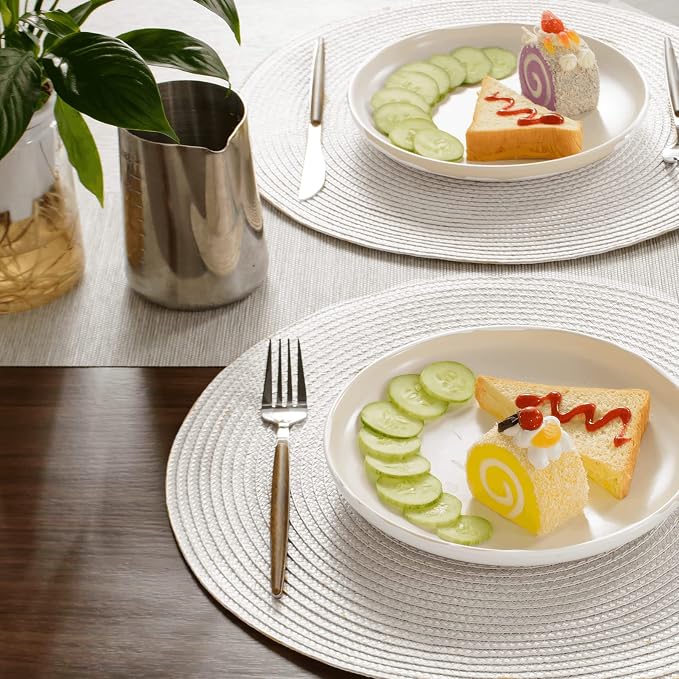 FunWheat Round Braided Placemats Set of 6 Table Mats - Image 7