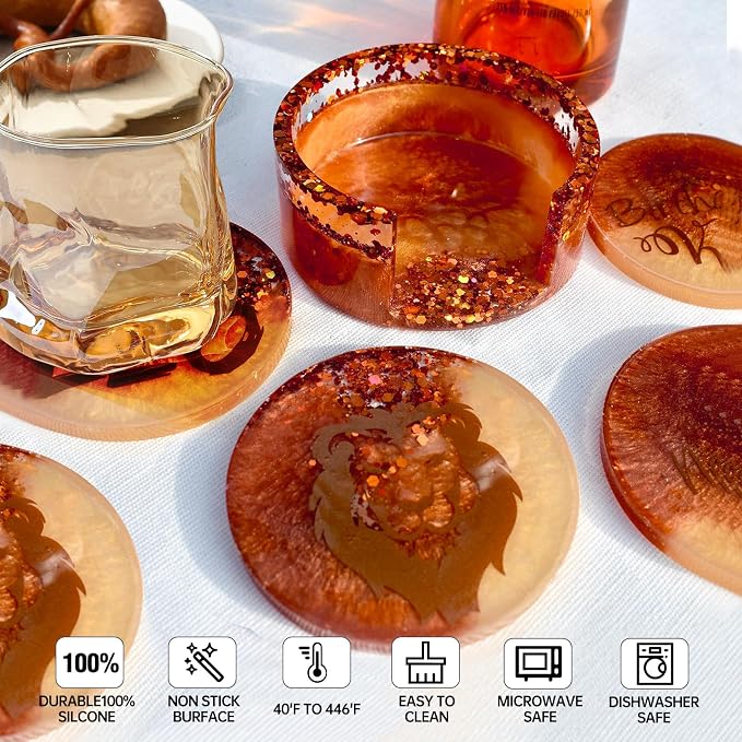 15 Pcs Coaster Resin Molds Silicone, Mold - Image 8