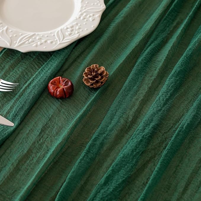 10Pcs Emerald Green Cheesecloth Table Runner 120 Inches - Image 4