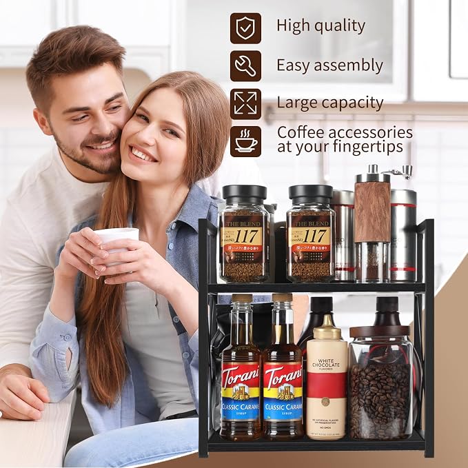 YINMIT Countertop Shelf Organizer, Coffee Bar Accessories, Spice Rack, Coffee - Image 7