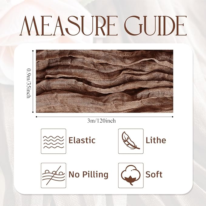Cheesecloth Table Runner Brown 10FT Boho Gauze Runner, 12 Pack | 120 Inch - Image 2