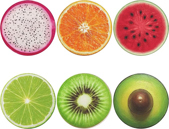 Fruit Coasters Leather Round Drink Coasters 6 Pcs Set - Image 2