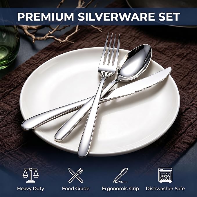 LIANYU 60-Piece Heavy Duty Silverware Set - Image 5