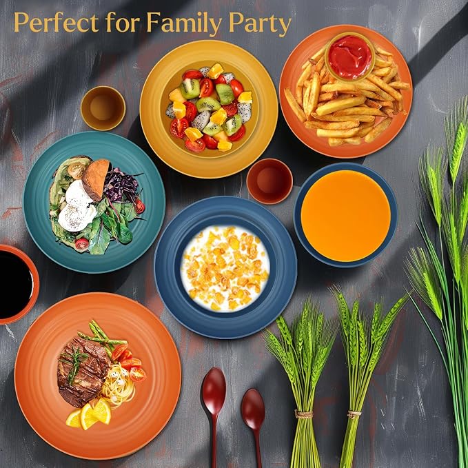 Wheat straw plates and bowls sets of 16 - Image 7