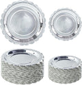 50 Pcs Silver Scalloped Paper Plates 25 × 7'' and 25 × 9'' Disposable Silver by FALIZIFU
