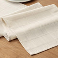 Linen Textured Table Runner, Ivory Table Runners 48 Inches Long | Raised Grid by Aoztio