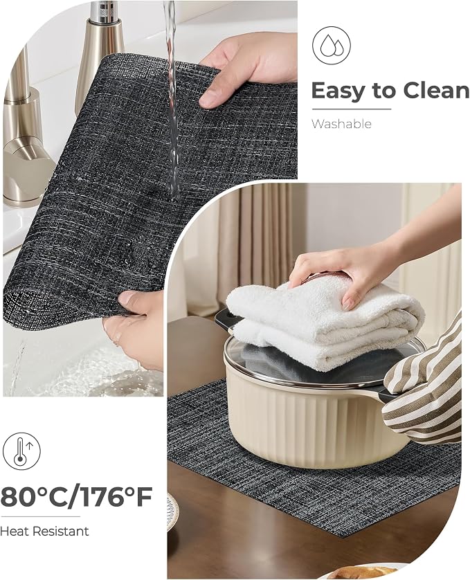 Leetaltree Black and Grey Woven Placemats Set of 12 - Image 6