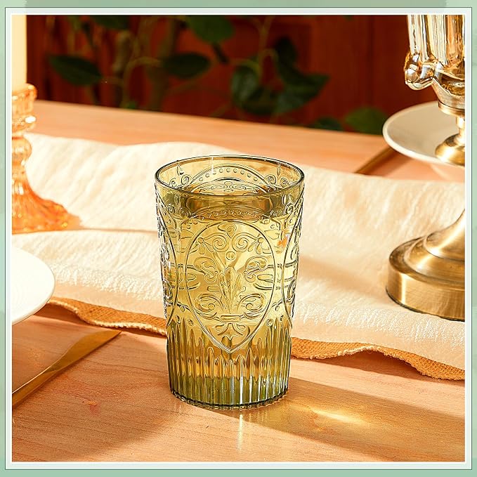 24 Pcs 16 oz Plastic Vintage Drinking Glasses Stemless Ribbed Highball Glasses - Image 5