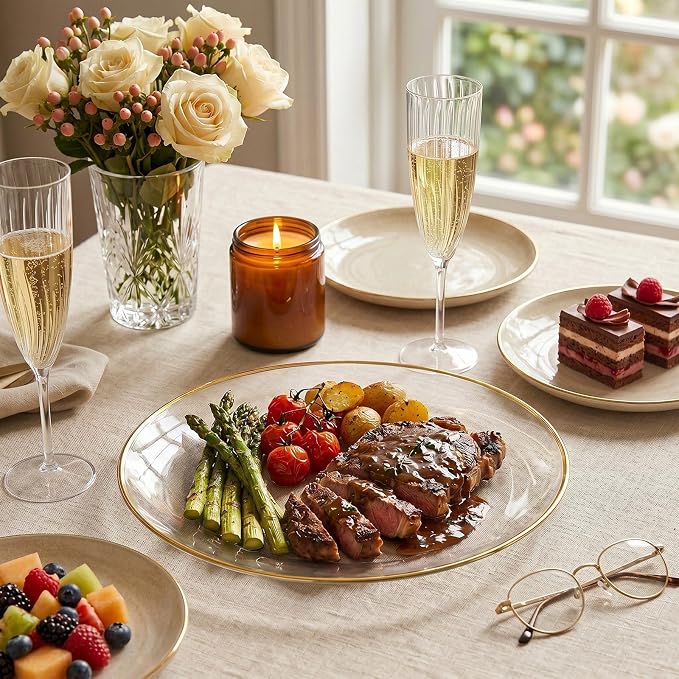 6-Pack Clear and Gold Plastic Serving Trays - Image 8