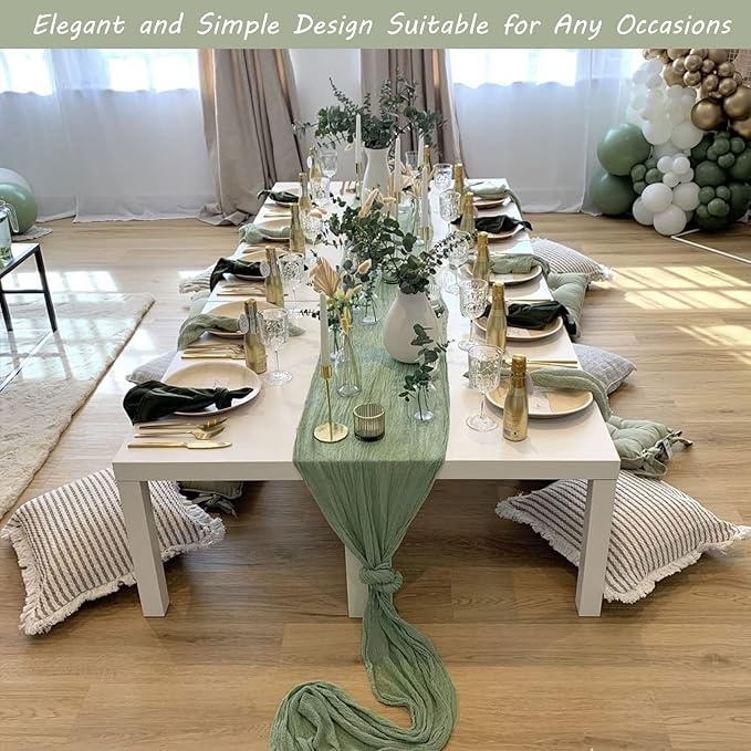 12 Pack 13Ft Cheesecloth Table Runner 35x157 Inch Boho Gauze Table Runner - Image 7