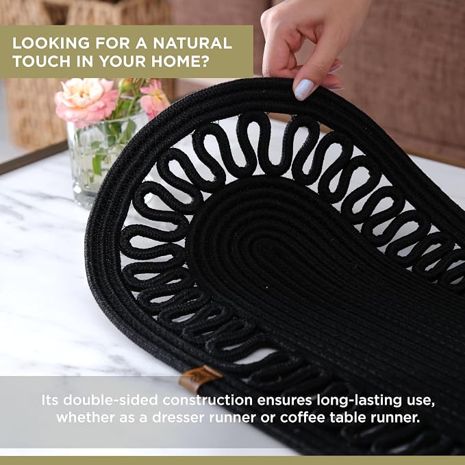 Oval Jute Table Runner | Woven Braided Dining Runner | Natural Textured Rattan - Image 2