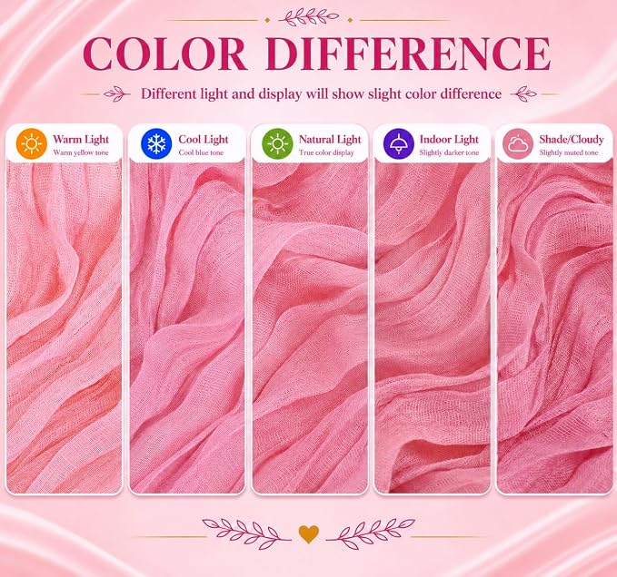 12 Pack Dusty Rose Cheesecloth Table Runner 17x108 Inch Boho Rustic Semi Sheer - Image 6