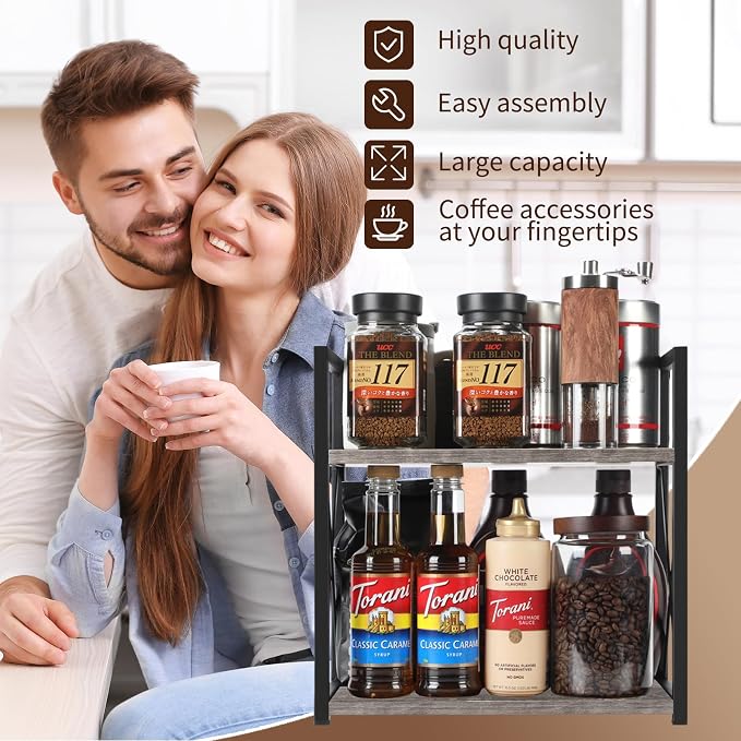 YINMIT Countertop Shelf Organizer, Coffee Bar Accessories, Spice Rack, Coffee - Image 7