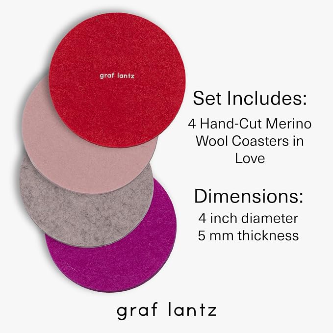 Graf Lantz - Bierfilzl Merino Wool Round Coasters Set of 4 - Love - Absorbs 30% - Image 4