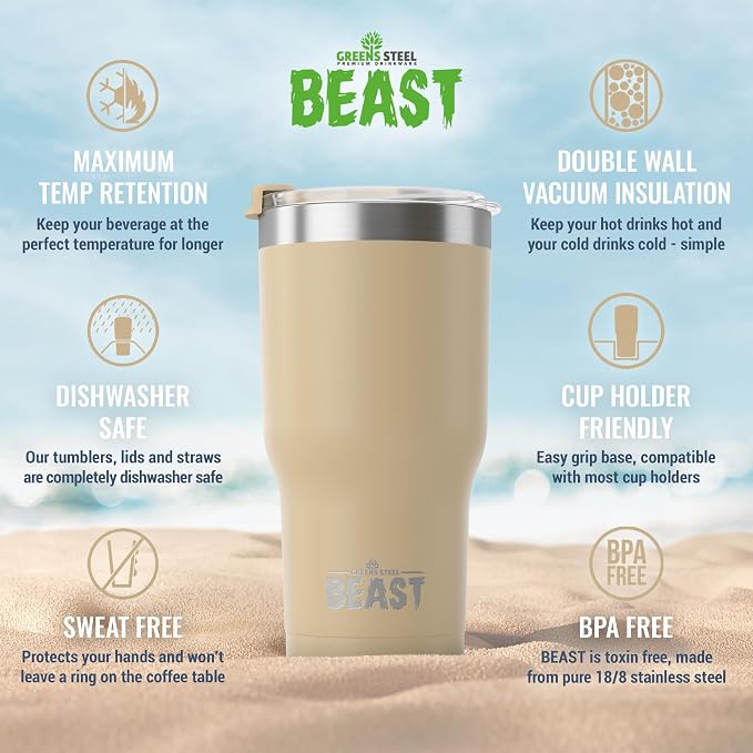 Beast 30 oz Tumbler Stainless Steel Vacuum Insulated Coffee Ice Cup Double Wall - Image 6