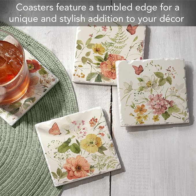 Thirstystone Blessed by Nature 4 Pack Assorted Tumbled Tile Stone Coasters | 4" - Image 2