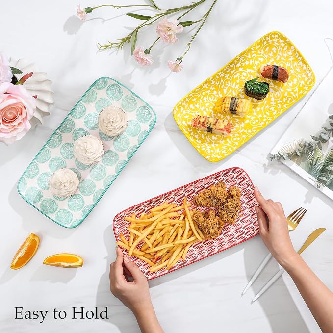 Selamica Ceramic Rectangular Serving Platters Set of 4, 12 Inch Serving - Image 6