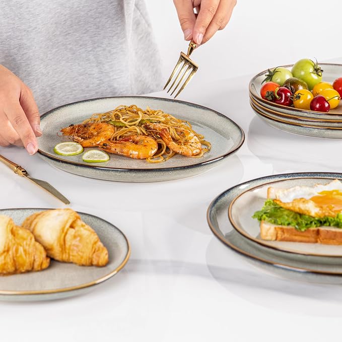AmorArc Ceramic Plates Set of 6, 8.5 Inch Stoneware Small Dinner Plates Set | - Image 5