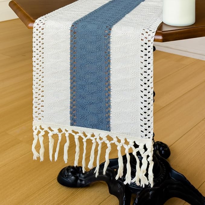 Blue Boho Table Runner for Home Decor - Image 8