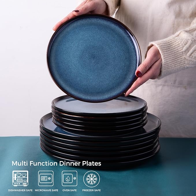 LERATIO Ceramic Dinner Plates Set of 4, 10.5 Inch Reactive Glaze Plate Sets | - Image 2