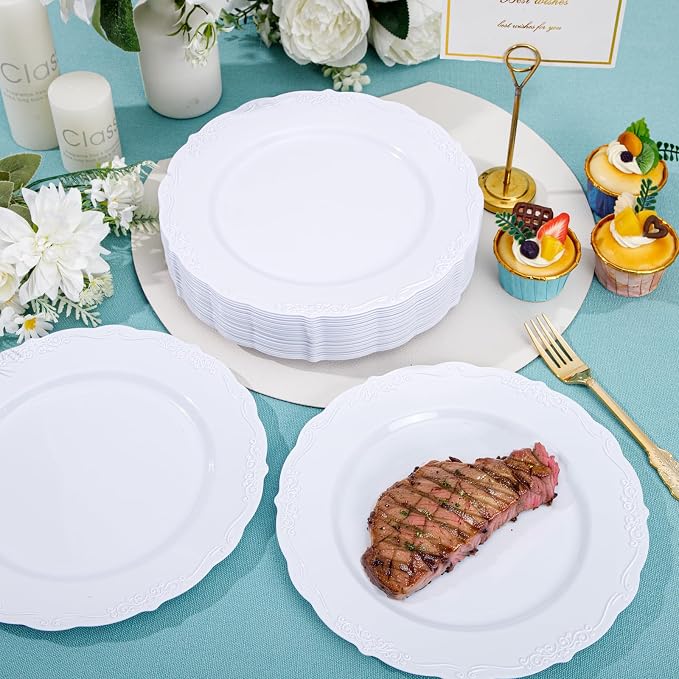 DaYammi 36PCS White Plastic Plates, Heavy Duty White Disposable Plates Premium - Image 7