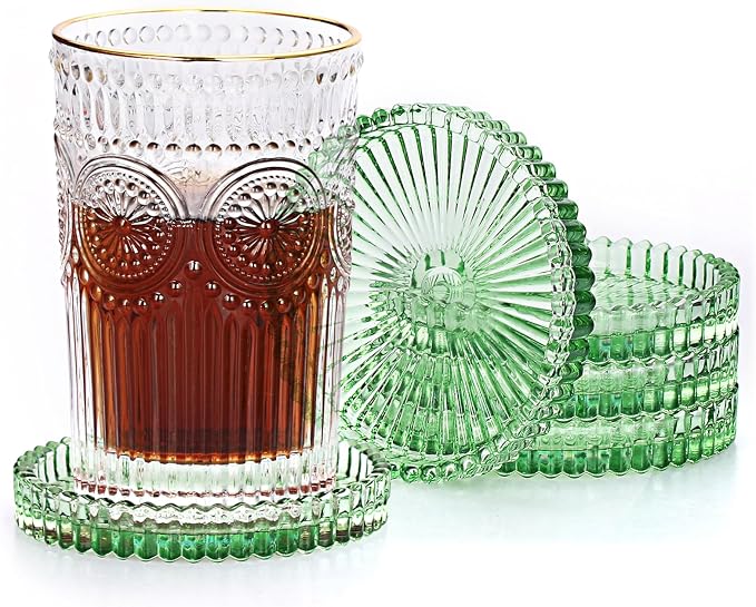JUXYES Set of 5 Heat-Resistant Clear Glass Coaster by JUXYES