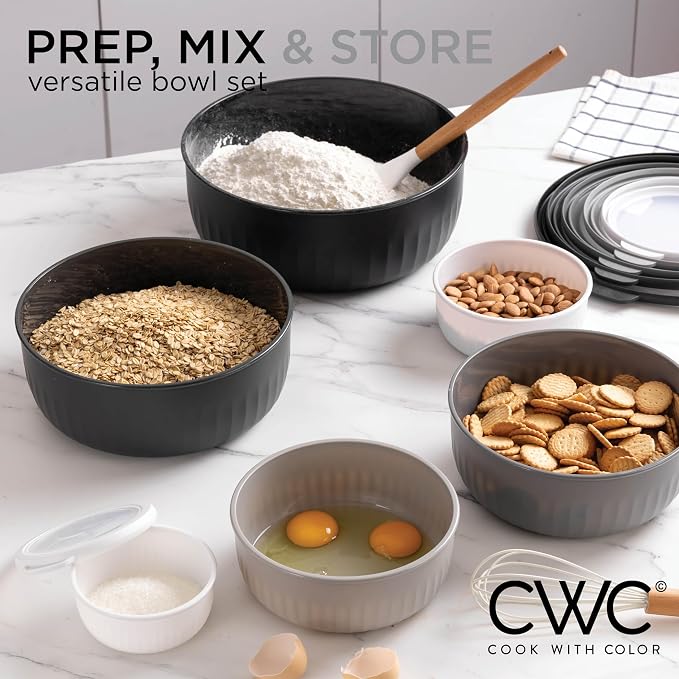 COOK WITH COLOR Prep Bowls with Lids- Wide and Deep Nesting Plastic Small - Image 2