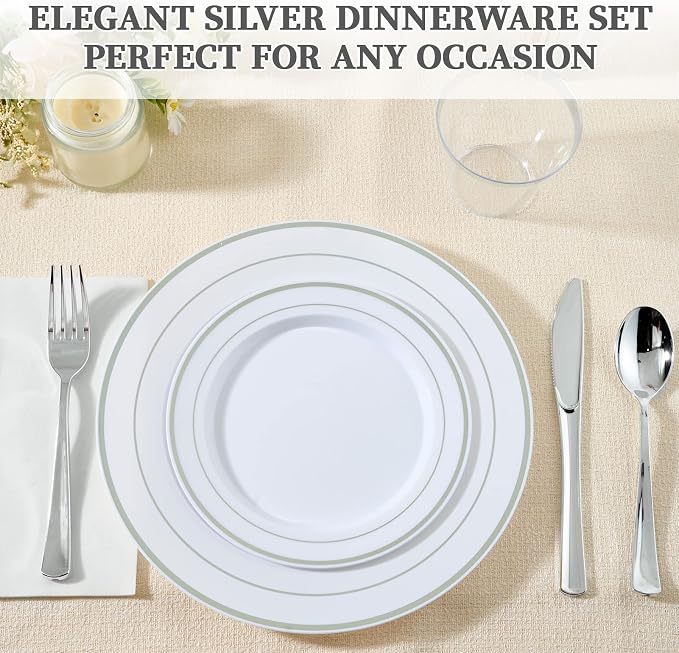 FOCUSLINE 600 Ct Silver Dinnerware Set - Image 4