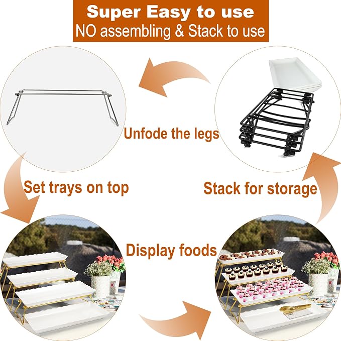 KAQAHIDO Extra Large 4 Tier Serving Tray Set, Tiered Trays Stand - Image 3