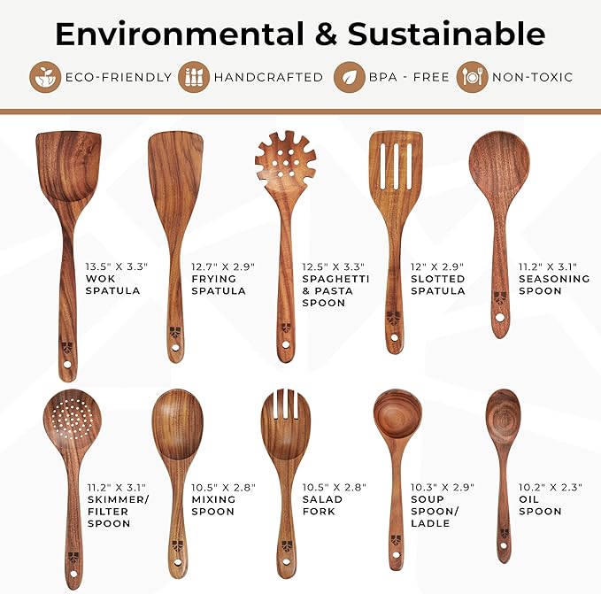 Wooden Spoons for Cooking, Heat Resistant & Food-Safe - Image 4