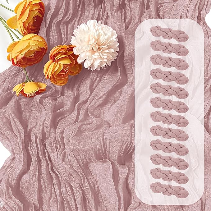 12 Pack Dusty Pink Cheesecloth Table Runner 17 x 108 Inch Gauze Table Runner by Unknown
