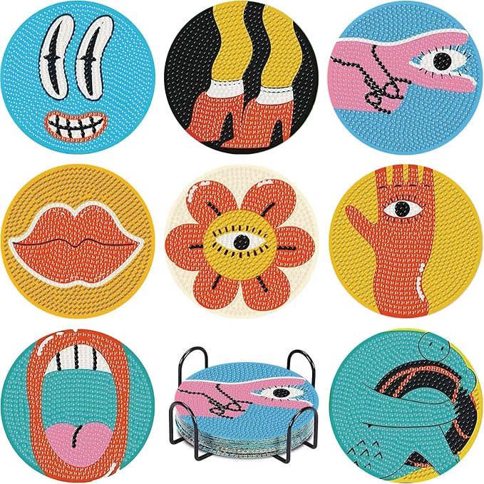 VIGEGU 8 Pack Picasso Style Diamond Art Coasters Kits- Diamond Painting by VIGEGU
