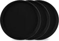 TOPZEA 3 Pack Restaurant Serving Trays, 11 Inch Fiberglass Black Round Tray Non by TOPZEA