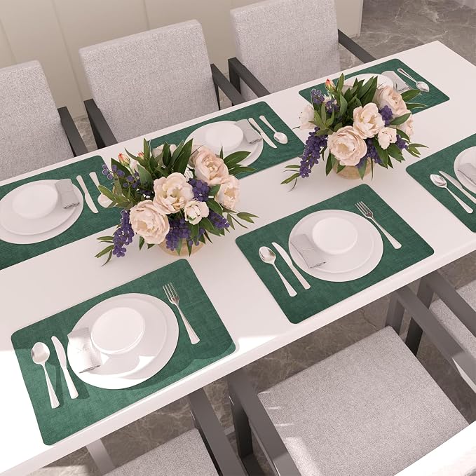 Maxpearl Faux Leather Placemats Set of 4, Dark Green | Waterproof - Image 7