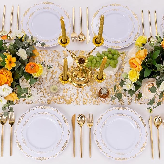 U-QE 100PCS Gold Plates Disposable - Image 7