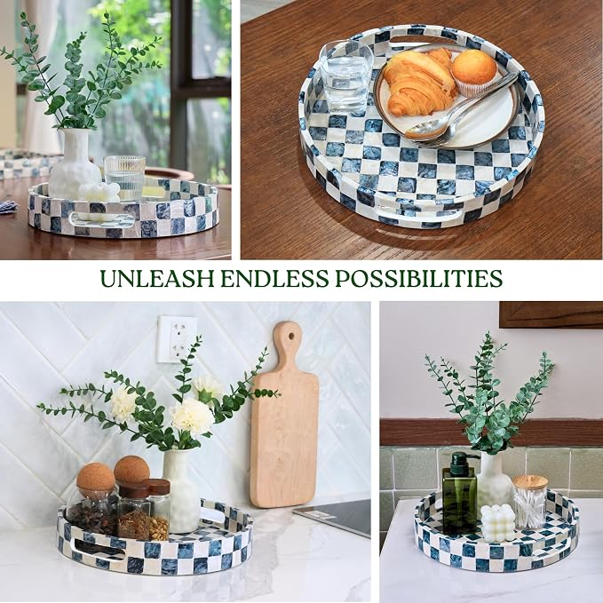 12.6" Capiz Shell Round Decorative Tray - Image 5