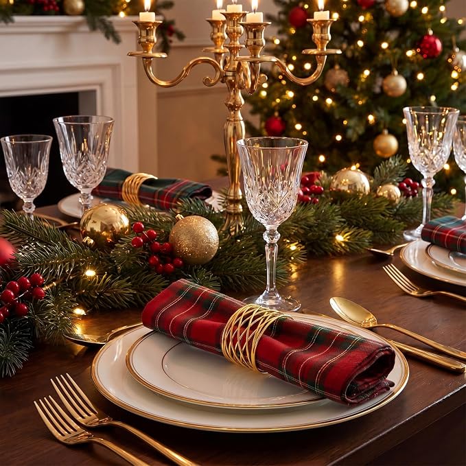 LemonRoad 24 Pcs Gold Twisted Wire Mesh Napkin Rings Metal Napkin Holders - Image 2