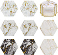 Real Natural Marble Coasters Set of 8, Luxury 4 Colors Gold Aesthetic Modern by Geichan