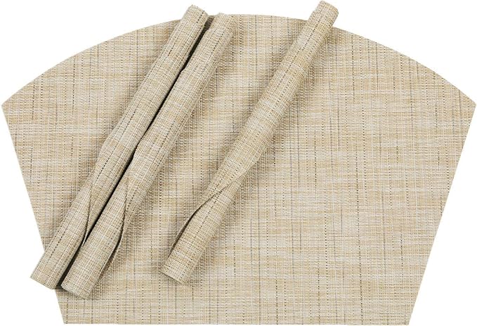 SHACOS Round Table Placemats Wedge Shaped Placemat Set of 4 Non Slip Heat - Image 8