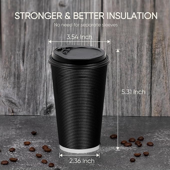 100 Pack 16 oz Disposable Coffee Cups - Image 2