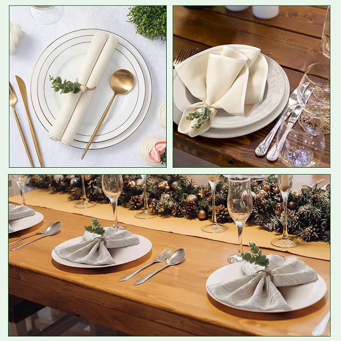 APTWOW Napkin Rings Set of 12, Easter Napkin Rings, Boho Eucalyptus Leaf - Image 7