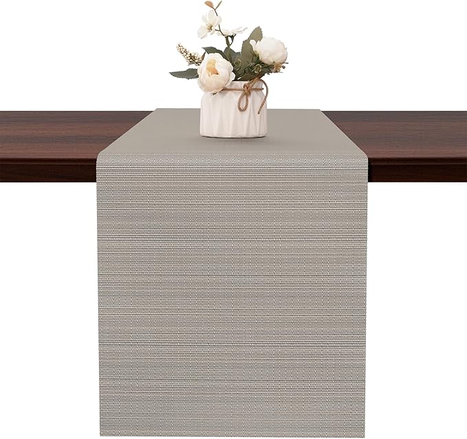 Table Runner 55 Inches Long, Vinyl Woven Heatproof Table Runners | Washable by Banchif
