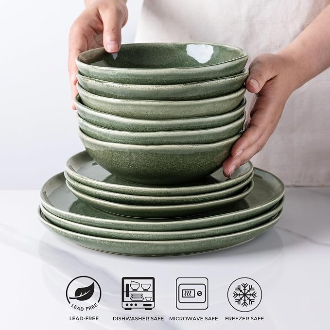 AmorArc Ceramic Cereal Bowls Set of 6, 24 oz Handmade Stoneware Bowls - Image 6