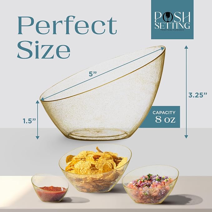 5 Pack Gold Angled Plastic Serving Bowl Disposable - Image 4