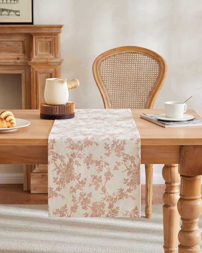 French Pastoral Farmhouse Table Runners, 13x108 Inch Terracota | 100% Organic - Image 2