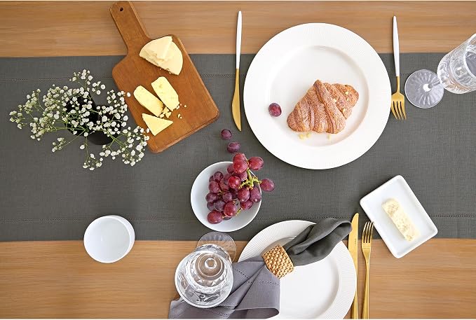 Solino Home 100% Pure Linen Table Runner Gray, Classic Hemstitch 14 x 36 in | - Image 4